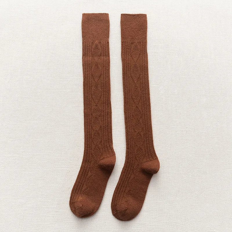 Женские однотонные вязаные очень длинные сапоги до бедра теплые осенне-зимние