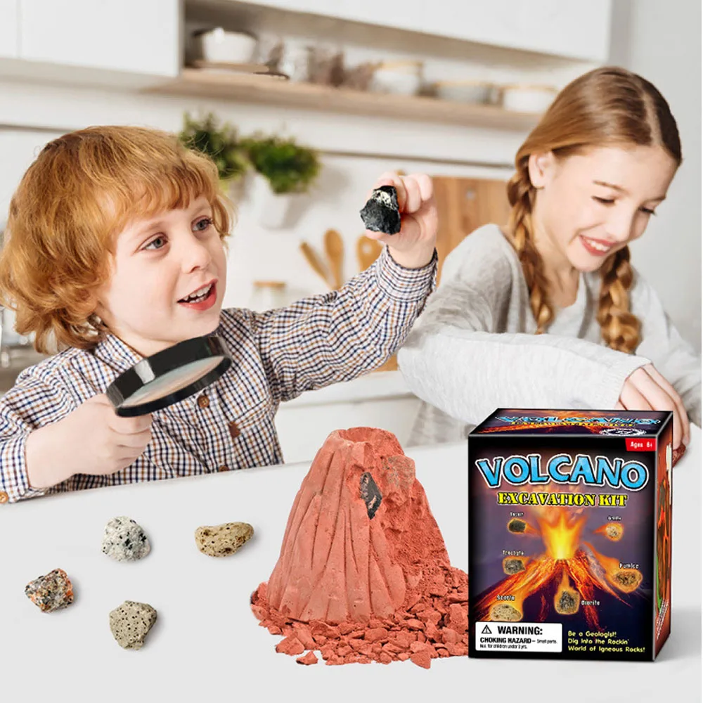 

Volcano Excavation Kit Diy Model Collection Rock Stones Dig Discover Learn Explore Children Birthday Gift Ages 6+ Toys for Boys