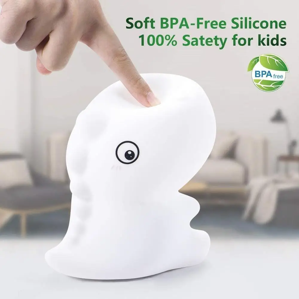 

Led Silicone Night Lights For Baby Kids Children Bedroom Soft Dinosaur Toy Nursery Lamp Decoration Home Decor Christmas Gift