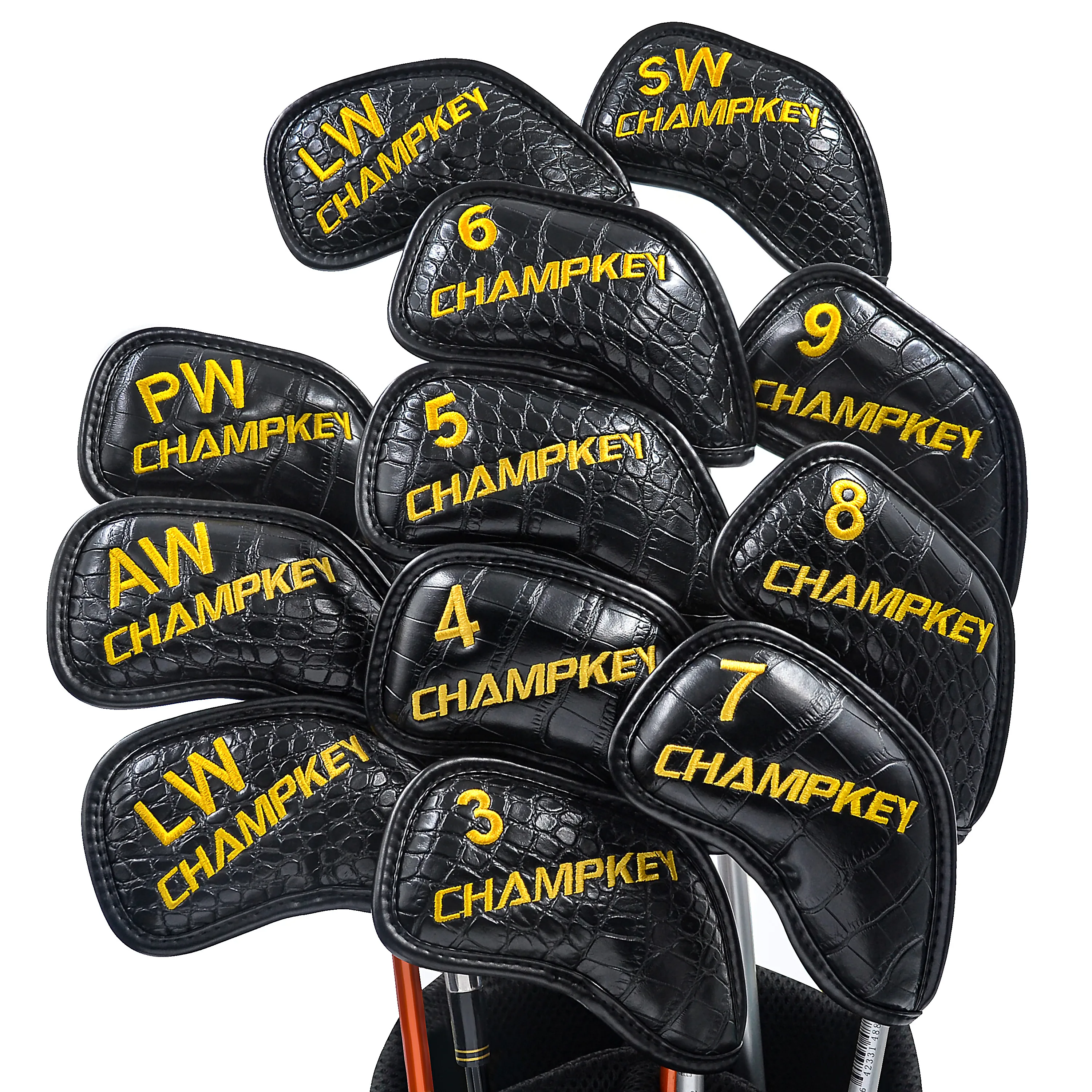 

2019 NEW Champkey Monster Golf Iron Head Cover Pack of 12pcs - Premium Polyurethane Plus Memory Material Club Covers
