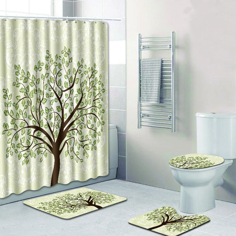 Zeegle для душа с рисунком Шторы коврик ванной комнаты Набор Туалет Тип из