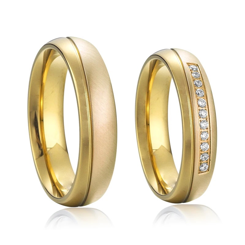 

Wholesale Unique Lover's Alliance Promise Couples Ring Western 14k plated gold rings and wedding Rings Sets for men and women