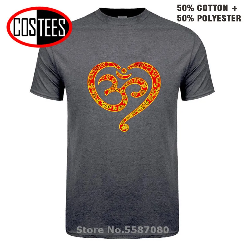 Винтажная футболка с надписью Om Heart в китайском стиле OM Spirituality Love изображением