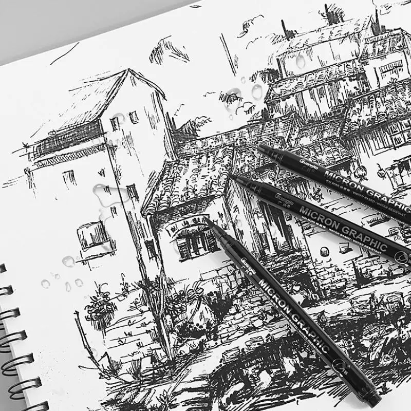 1@#Drawing Pen Fineliner Ultra Fine Line Art Black Ink 005 01 02 03 05 08 Micron Drawing Office School Set | Канцтовары для офиса