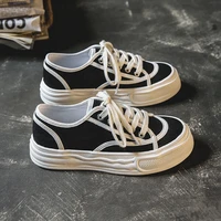 thick soled white shoes womens shoes 2021 new casual sneakers black snd white color matching canvas shoes low top summer thin