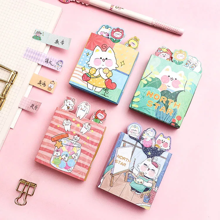 

Cute Cat Daily Fun 6 Folding Memo Pad Self Adhesive Sticky Notes Office Decoration Korean School Office Supplies Stationery