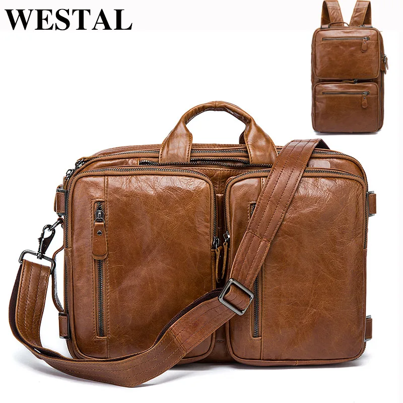 WESTAL100 % деловая сумка Мужские портфели кожаная для ноутбука мужские Офисные Сумки
