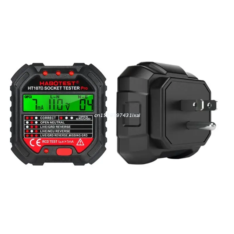 HT107 Socket Tester Voltage Test EU/UK/US Plug Line RCD Measurement LCD Display for Dropship | Инструменты