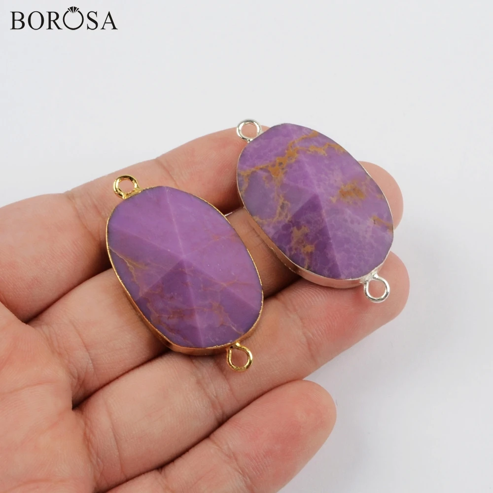 BOROSA 5 шт. Позолоченные/посеребренные соединители из мускувита и сахарита двойные