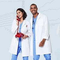 unisex lab coats white nursing jacket warm up coat notched lapel buttoned up full length long sleeve laboratory coat frdl1901
