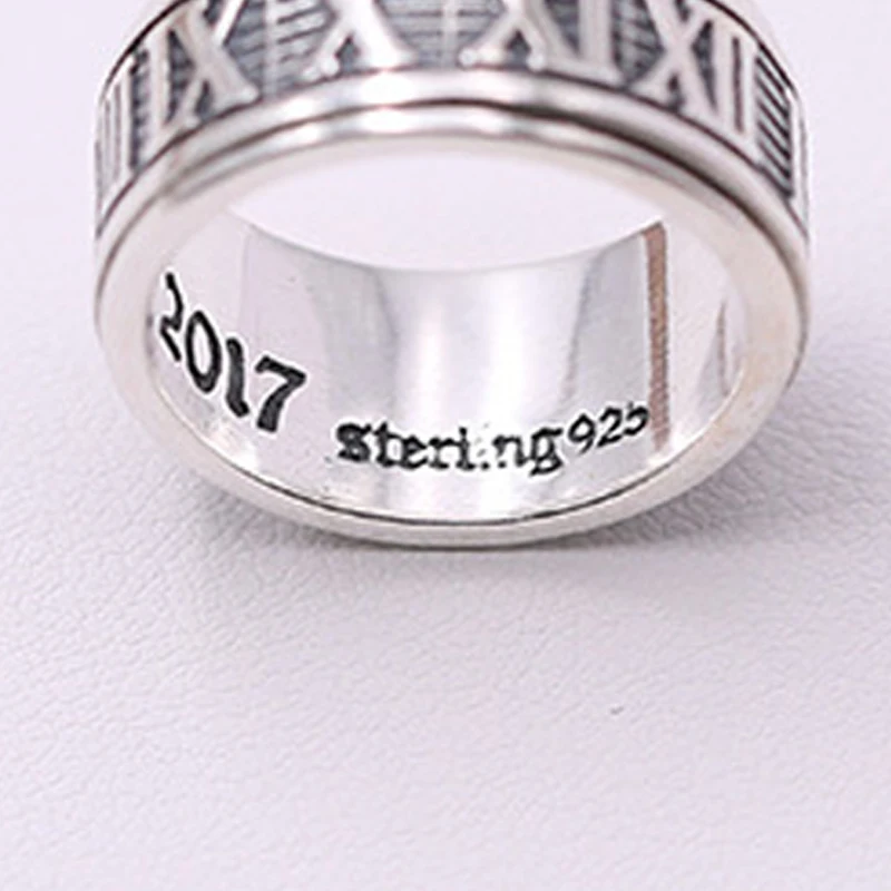 Вращающееся кольцо унисекс из серебра 925 пробы серебряное с арабскими буквами