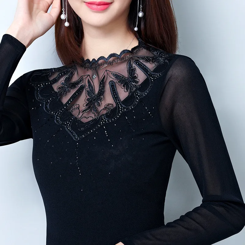 Женская футболка в Корейском стиле с длинным рукавом роскошные вечерние топы