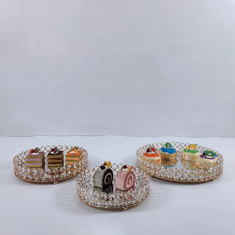 Золото зеркало Кекс Стенд Хрустальный Металл вечерние и семейные украшения