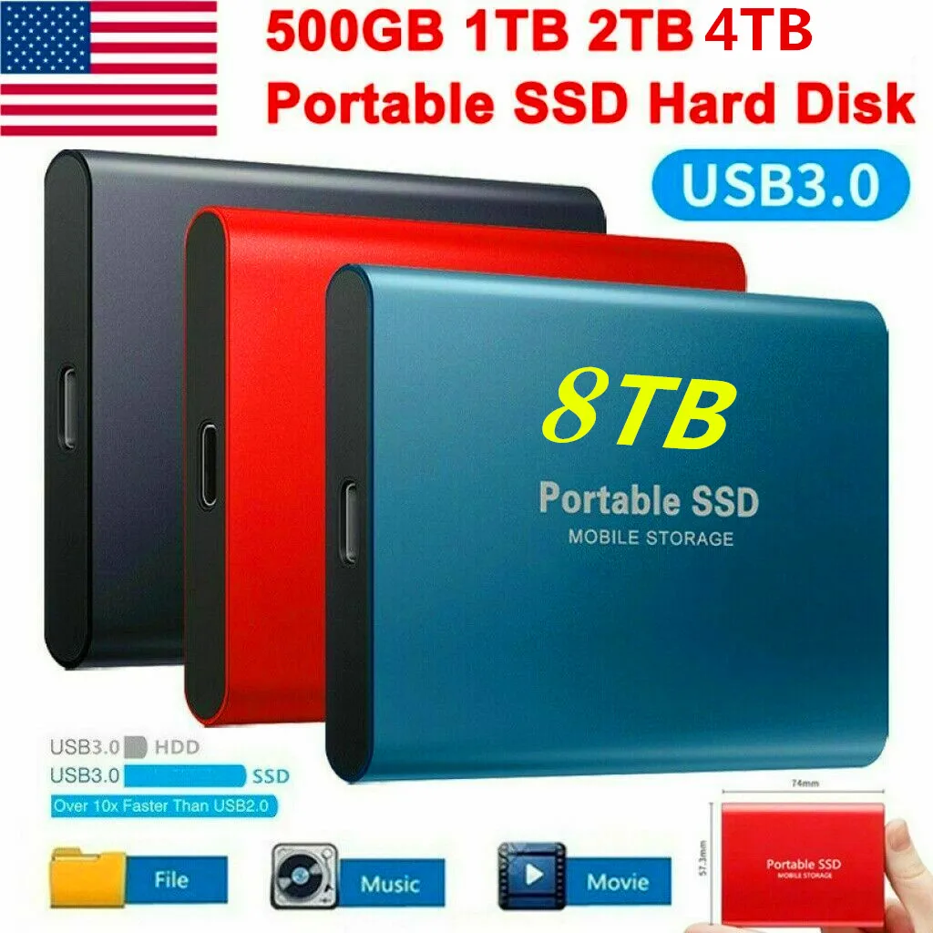 

Original High Speed SSD External Hard Drive SSD 8TB 2TB 1TB 500G TYPE-C Mobile External Solid State Drives for Laptops desktop