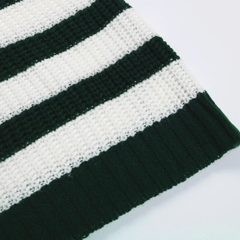 

Women Long Sleeve Knitted Dress Stripe Round Neck Slim Fit Mid-Length Jumper Pullover Autumn Winter Female Casual Streetwear