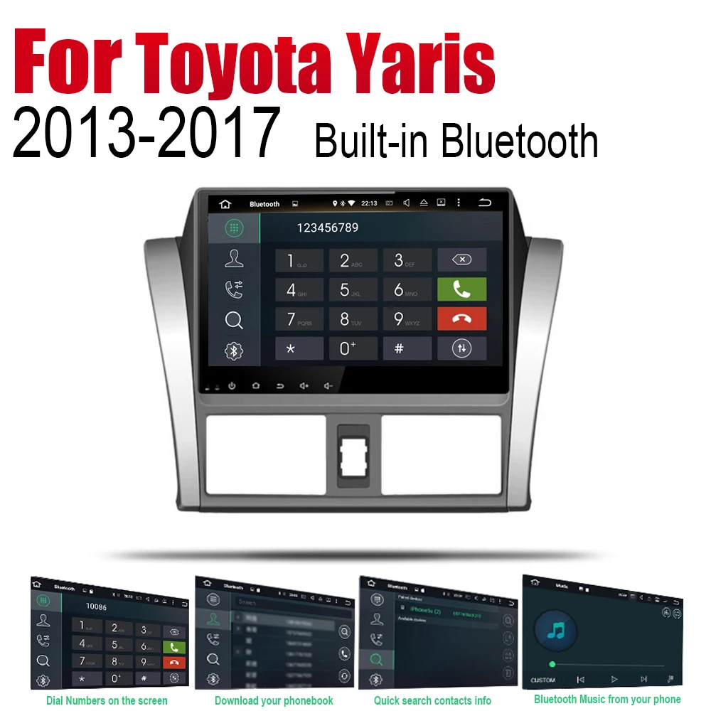 Автомагнитола для Toyota Yaris 2013 2014 2016 2017 2 Din Android Автомобильный плеер GPS-навигация