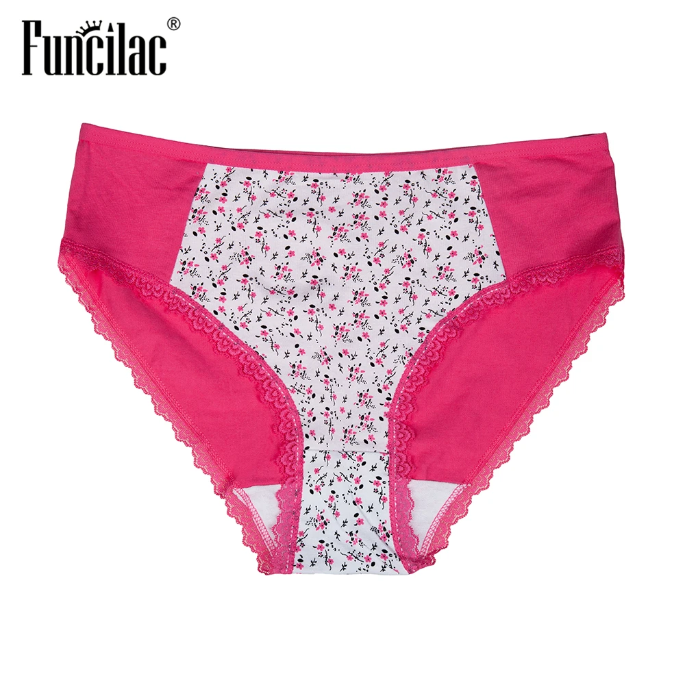 Нижнее белье FUNCILAC женские хлопковые трусы с цветочным принтом сексуальные