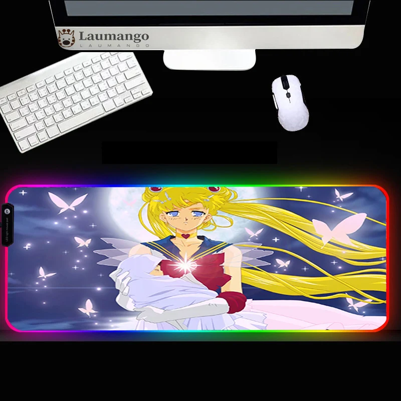

Sailor moon RGB Mousepad 90x40/80x30cm LED Backlight Computer Notebook Office Keyboard Accessories Mouse Pad Desks Mat