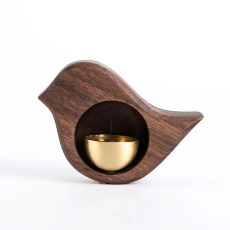 

Black walnut bird bell dopamine doorbell refrigerator brass wind bell creative solid wood suction door wind bell