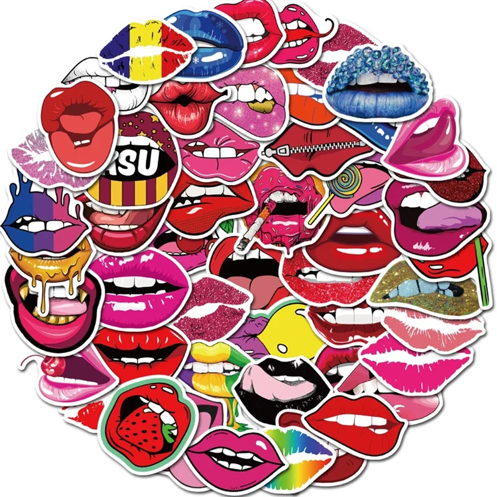 

10/30/50PCS Hot Sale Cartoon Sexy Lips Suitcase Waterproof Graffiti Laptop Diary Toy Decoration Sticker Wholesale