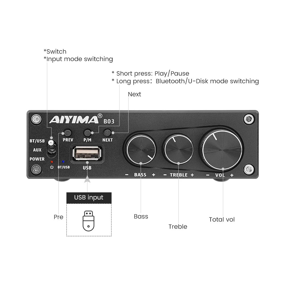 Усилитель мощности AIYIMA TDA7498E Bluetooth 5 0 2 0/2 1 стерео канал 160 Вт * Сабвуфер Hifi цифровой