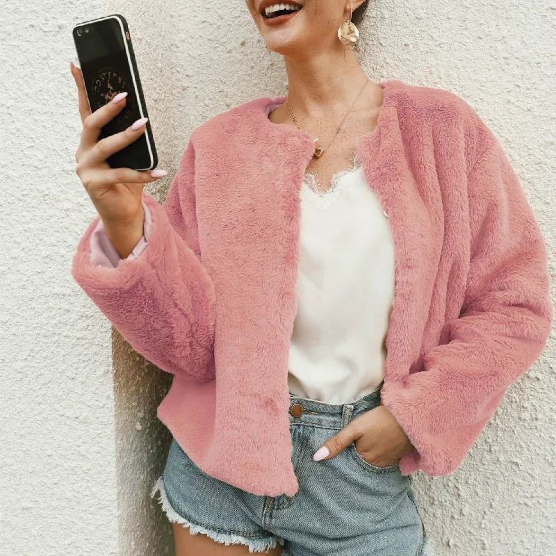 Зимнее пальто из искусственного меха утолщенная теплая верхняя одежда женская