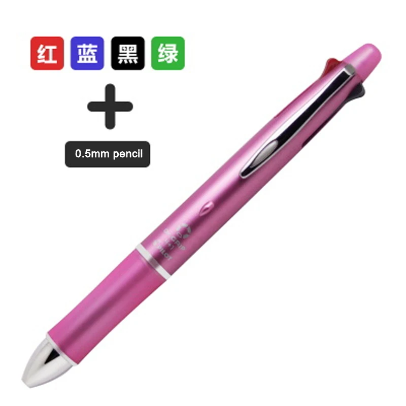 Pilot Dr. Grip 4+ 1 BKHDF-1SR 4 шариковая ручка 0,7 мм черный, синий, зеленый, красный 1 механический карандаш 0,5 мм - Цвет: Розовый