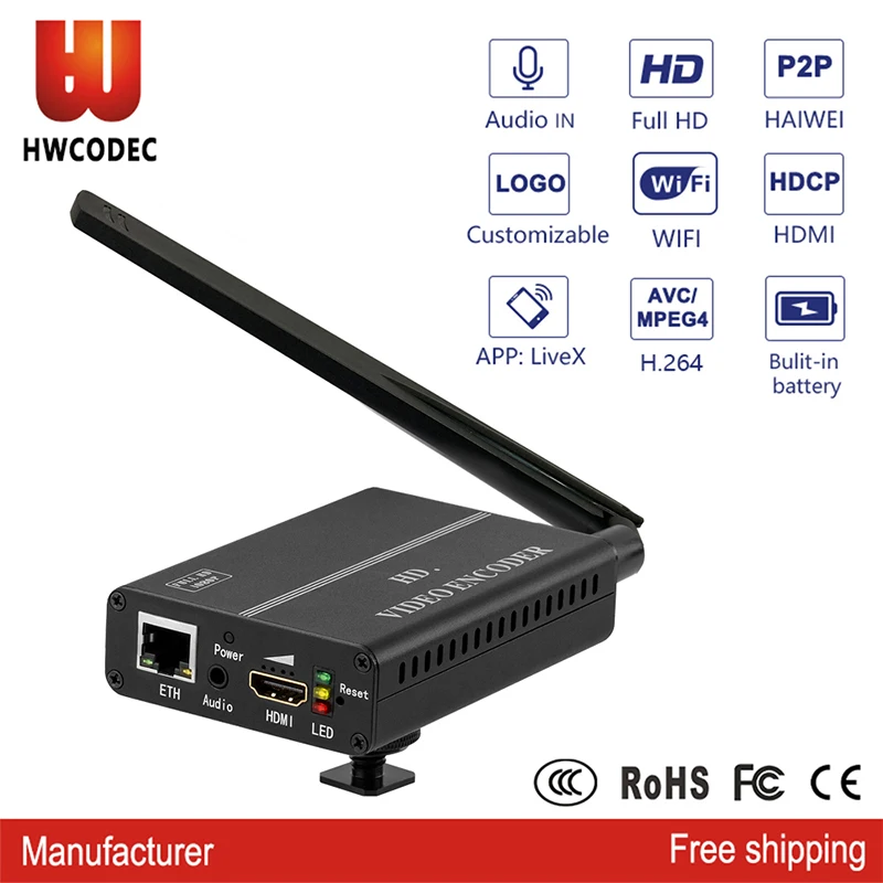 HWCODEC H8110AV MP HDMI CVBS видеокодер HD 1080P 60FPS WIFI IPTV кодер RTMP RTSP RTMPS UDP HLS для прямой