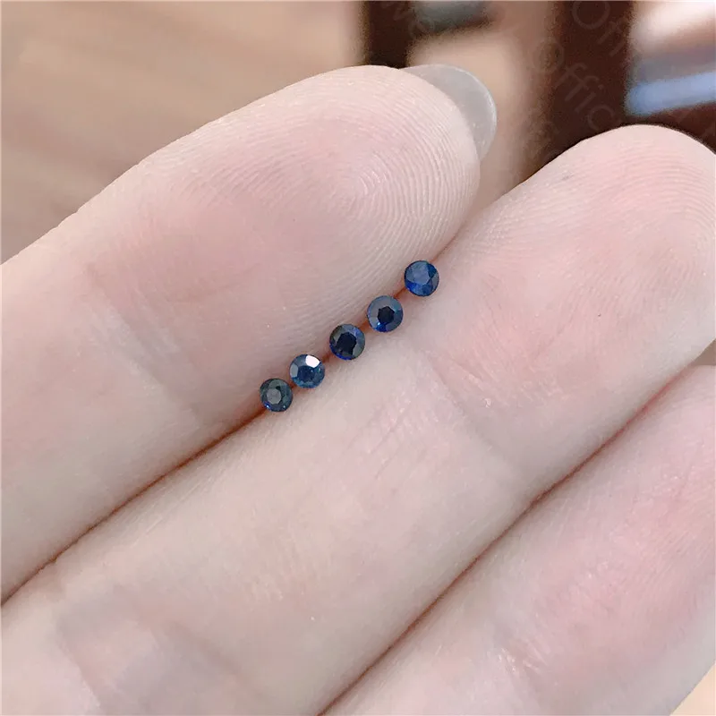 

5 natural sapphire loose stones, round gem shape, gem size 2mm
