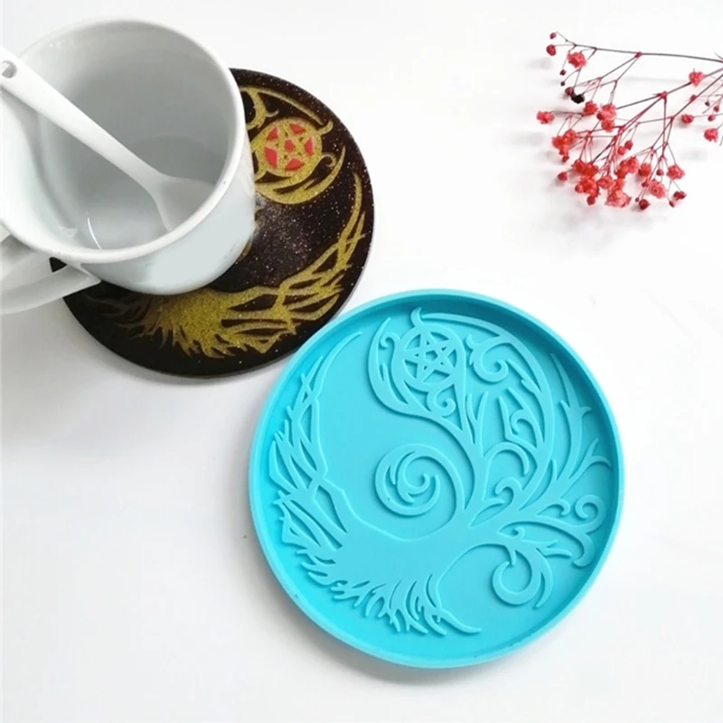 

RXBD DIY Crafts Tree Coaster Epoxy Resin Mold Cup Mat Casting Silicone Mould