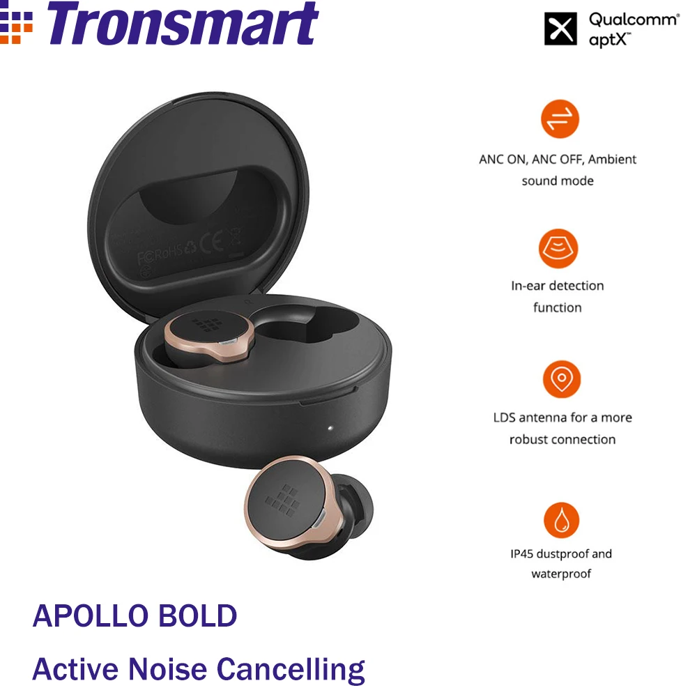 Tronsmart Apollo Bold TWS наушники QualcommChip QCC5124 ANC (активное шумоподавление) беспроводные Apt X