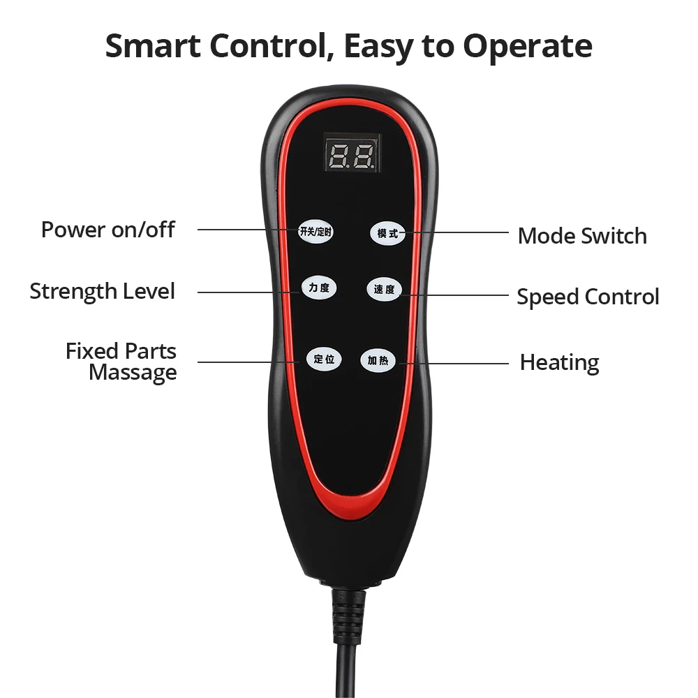

Electric 9 Motor Portable Heating Vibrating Back Massager Chair In Cussion Car Home Office Lumbar Neck Mattress Pain Relief Mat