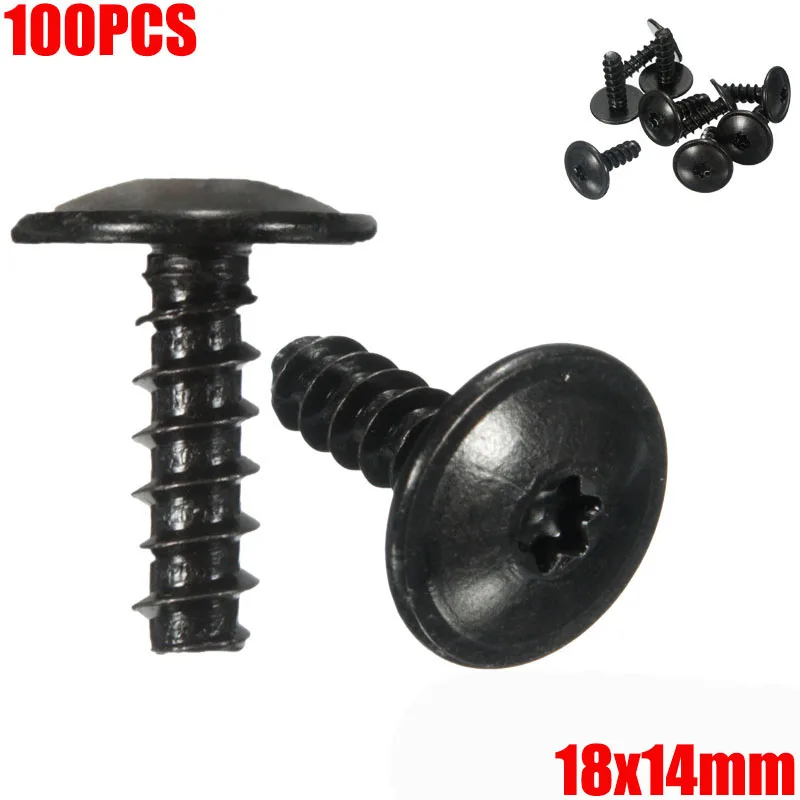 100Pcs 18x14 mm Car Engine Cover Wheel Arch Mud Flaps Fender Splash Guard Torx Self Tapping Screws N90775001 For VW/AUDI - купить по