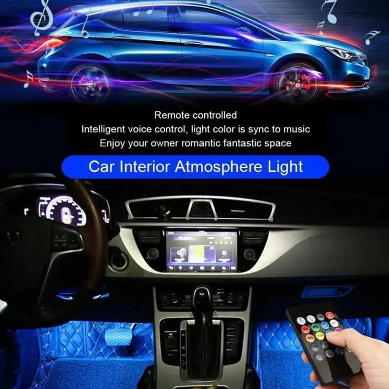 Цветная (RGB) Светодиодные ленты Светильник Автомобиля Атмосфера лампы 9/18