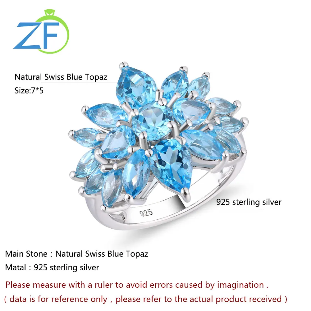 

GZ ZONGFA Top Seller Fashion 925 Sterling Silver Classic Natural Blue Topaz gem Party Engagement Rings For Women