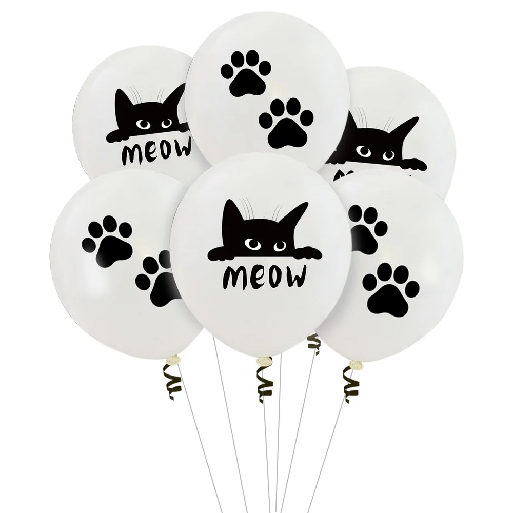 1 комплект мяу воздушные шары с днем рождения баннер торт топпера котом для детей