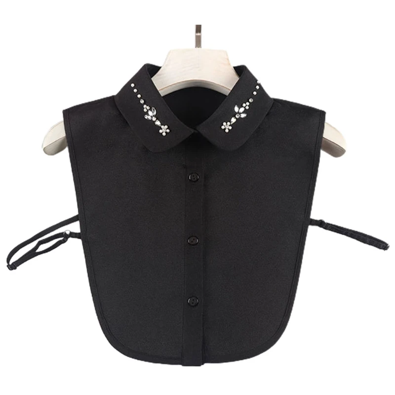 

Rhinestone Pearl Beading Floral Fake Lapel Dickey Collar Detachable Half Blouse