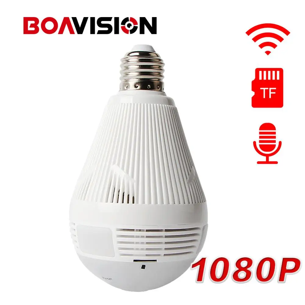Светодиодная лампа Wifi IP камера HD 1080P ночное видение рыбий глаз панорамная 360