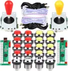 2 игрока Аркады Комплект эллипс овальной формы летучая мышь джойстик ручки + светодиодный хром аркадные кнопки для Видео игровой контроллер часть