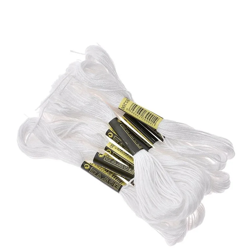 Нитки для вышивания нитки рукоделия крестиком хлопковые шитья цвет белый и