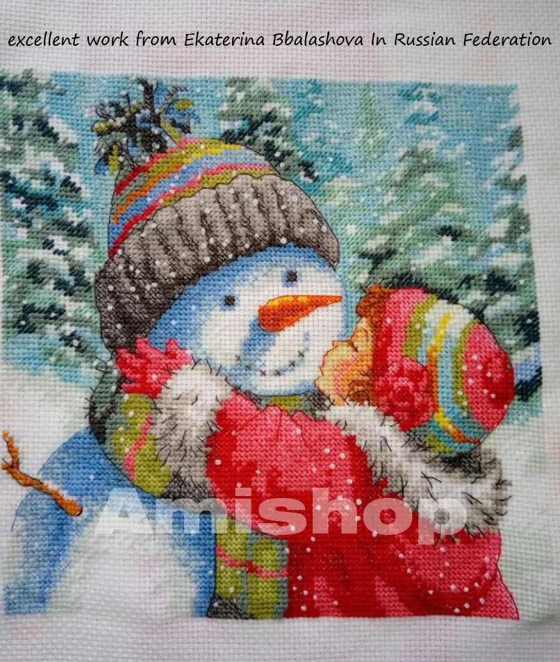 Золотая коллекция Набор для вышивки крестом поцелуй снеговика Рождество снег