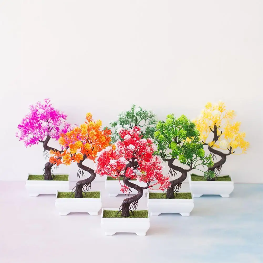 

Artificial Potted Small Fake Tree Pot Bonsai Simulation Plant Home Office Decor Table Centerpieces Gift Flower Ornaments