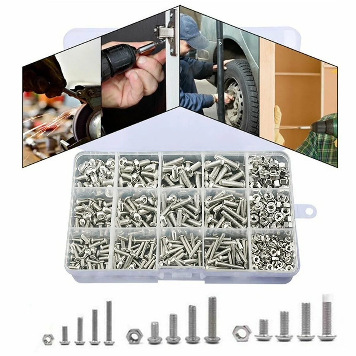 

500pcs Stainless Steel Hex Socket Cap Head Bolts Screws Nuts Kits M3 M4 M5 304 Stainless Steel Screw Nut