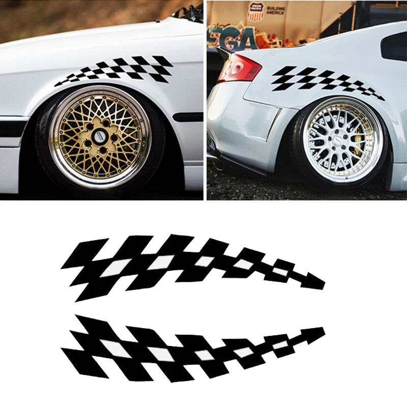 

2pcs/lot Racing Stickers Lattice Decals Wheel Eyebrow Side Stripes Vinyl Stickers Prevention Vinyl Auto Accessories Car Styling
