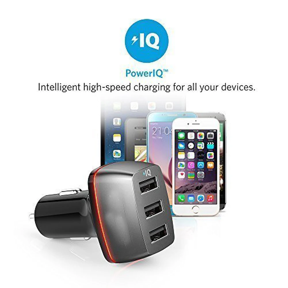 Автомобильное зарядное устройство PowerDrive + 3 36 Вт портовый USB для iPhone X/8/7/6s/Plus iPad Pro/Air