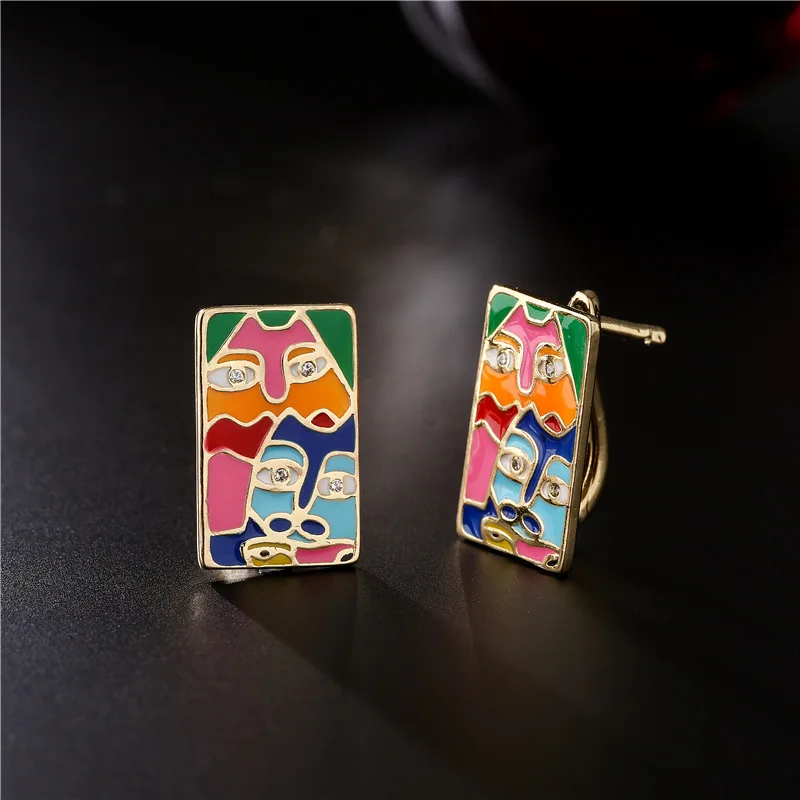 

Punk Hip Hop Drip Oil Figure Portrait Stud Earring for Women Teen Gift Korean Fashion Jewelry Accessories 2022 Pendientes Mujer