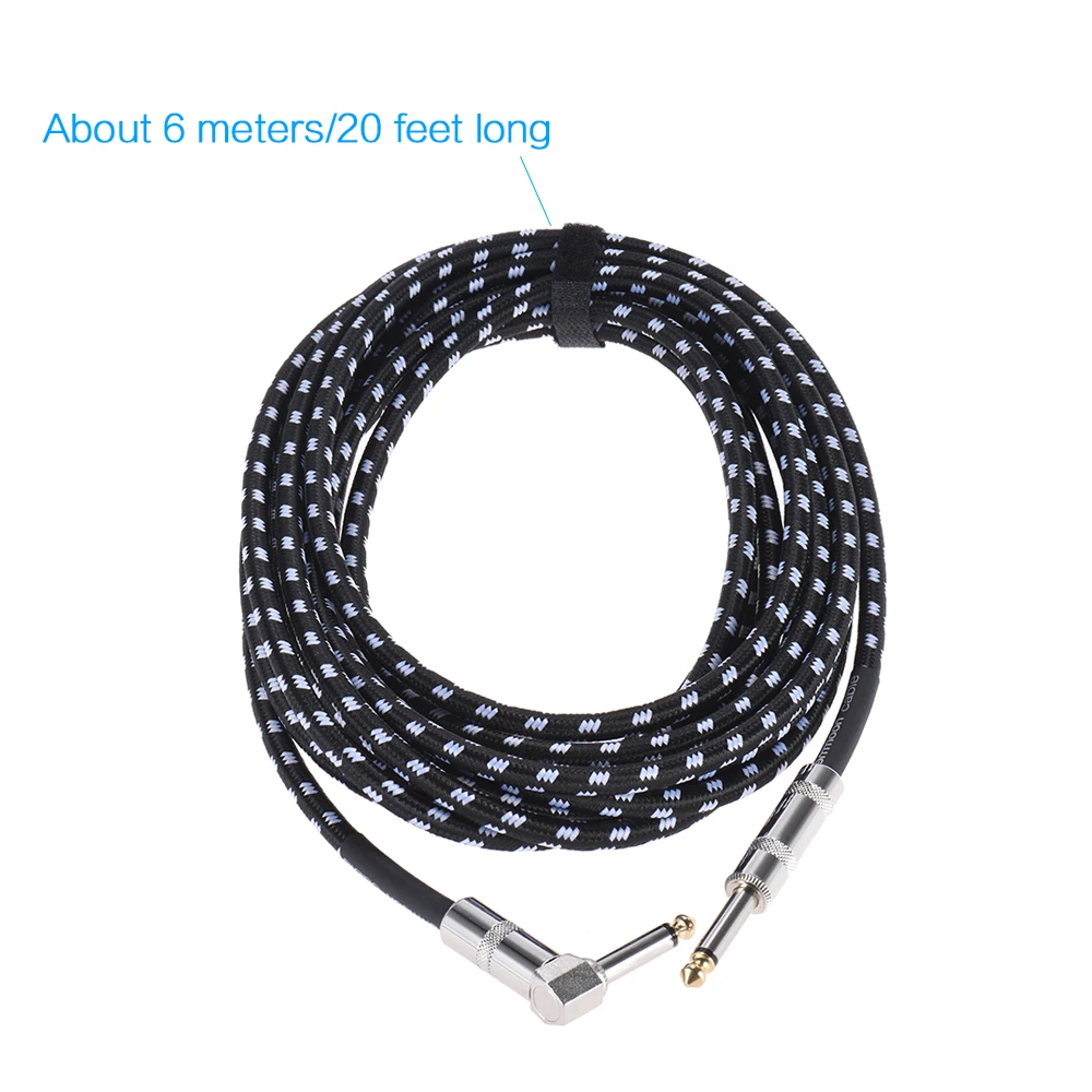 ammoon 3 Meters/ 10 Feet Electric Guitar Cable Bass Musical Instrument Cord 1/4 Inch Straight to Right Angle Plug Black | Спорт и