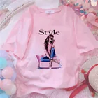 Футболка женская с принтом в стиле Харадзюку, милая рубашка в стиле 90-х с круглым вырезом, модная хипстерская одежда с узором
