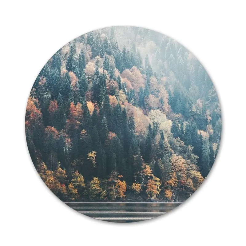 Горный лес облака Значки значки значок Металлические для одежды рюкзака