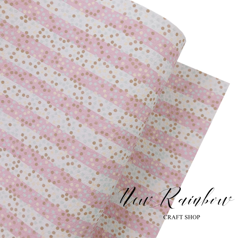 Новая Радужная 30x13 8 см/рулон розовые и белые полосы с золотыми точками